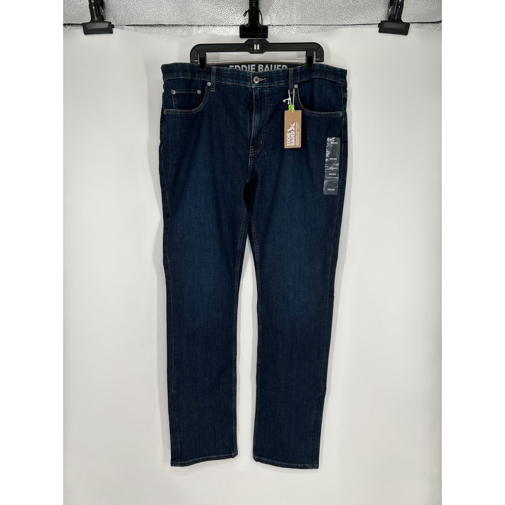 Eddie Bauer Voyager Flex 2.0 Jeans Mens 40x34 Dark Wash Straight Leg Slim Fit